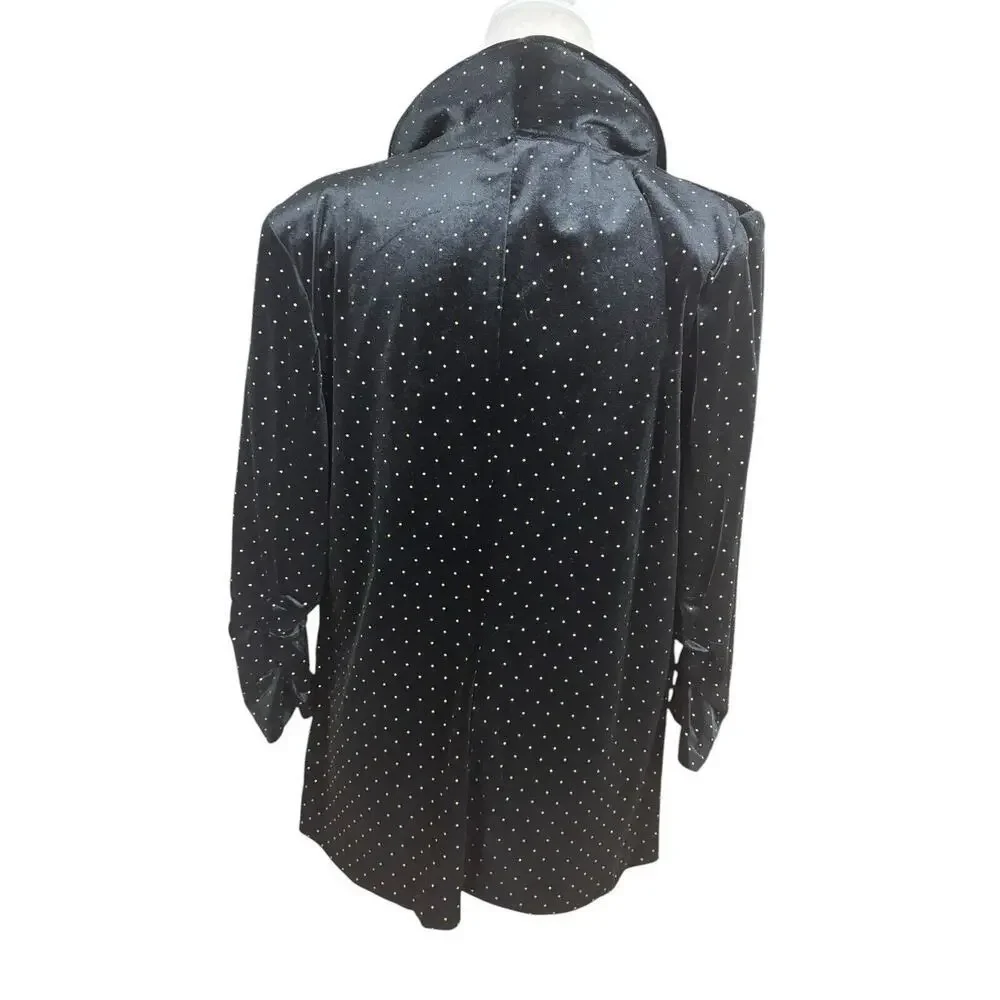 Meg & Margot Jacket Womens Size L‎ Black Velvet Gold Elegant Sophisticated New